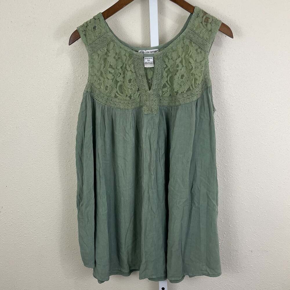 Cute Options Flowy Tank Womens 2XL Lace Sage Green fairy Y2K Ethereal
